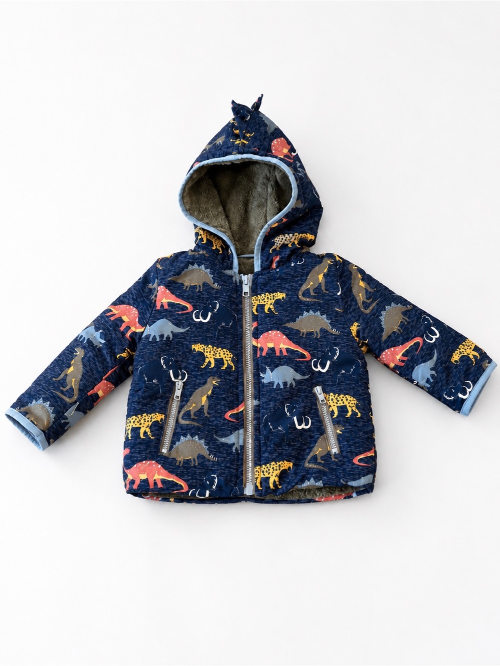 Mick Mack Dinosaur Hooded Jacket 12M Plush Lined Winter Coat